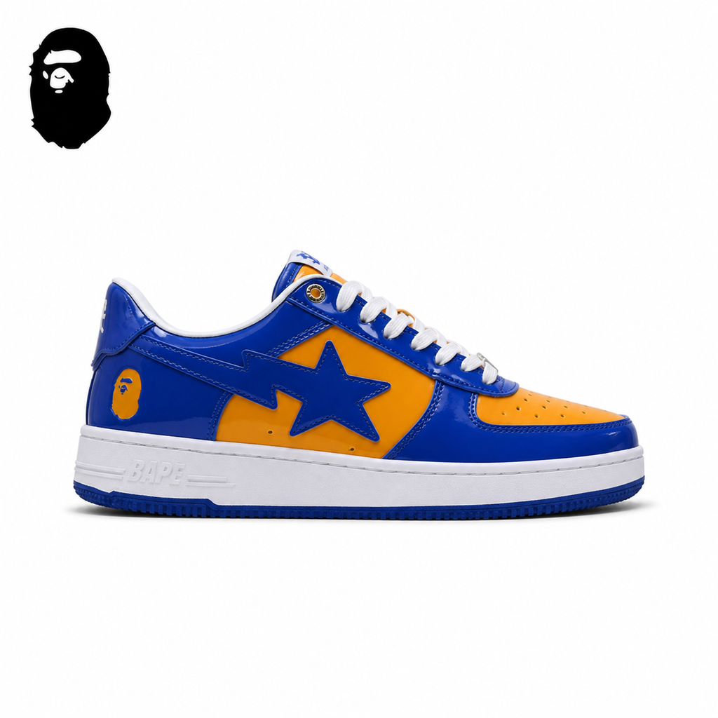 BAPE STA Color Block Low-Top Sneakers - Blue/Orange